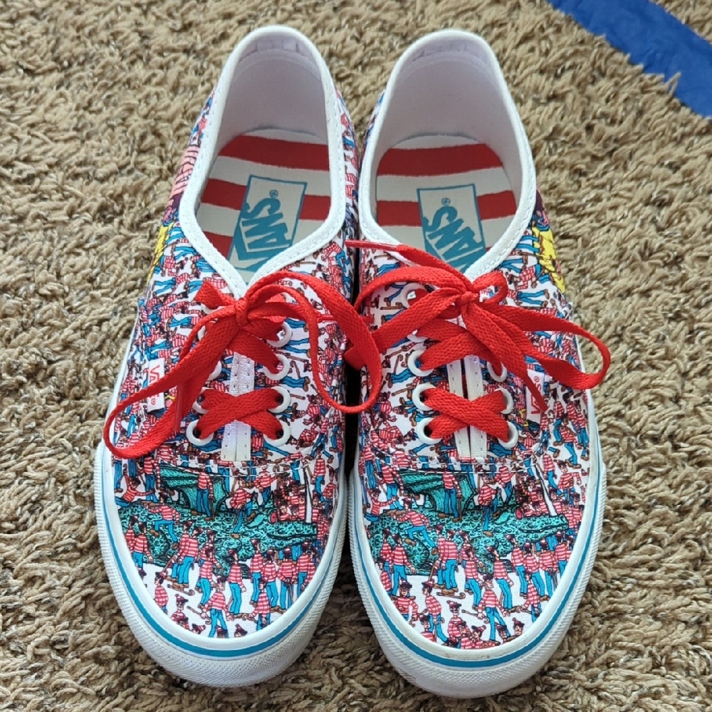 Vans X Where's Waldo Sneakers with Red Laces